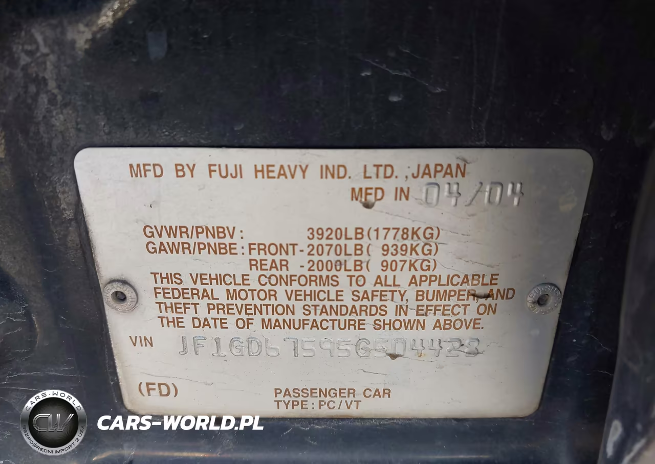 2005 Subaru Impreza 2.5Rs VIN:JF1GD67595G504428 - 9