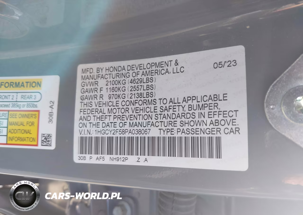 2023 Honda Accord Hybrid Sport VIN:1HGCY2F58PA038067 - 9