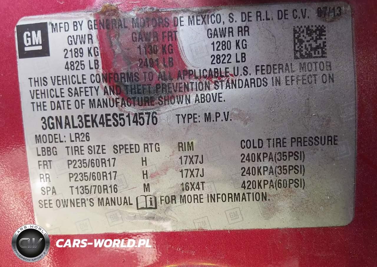 2014 Chevrolet Captiva Sport Lt VIN:3GNAL3EK4ES514576 - 9