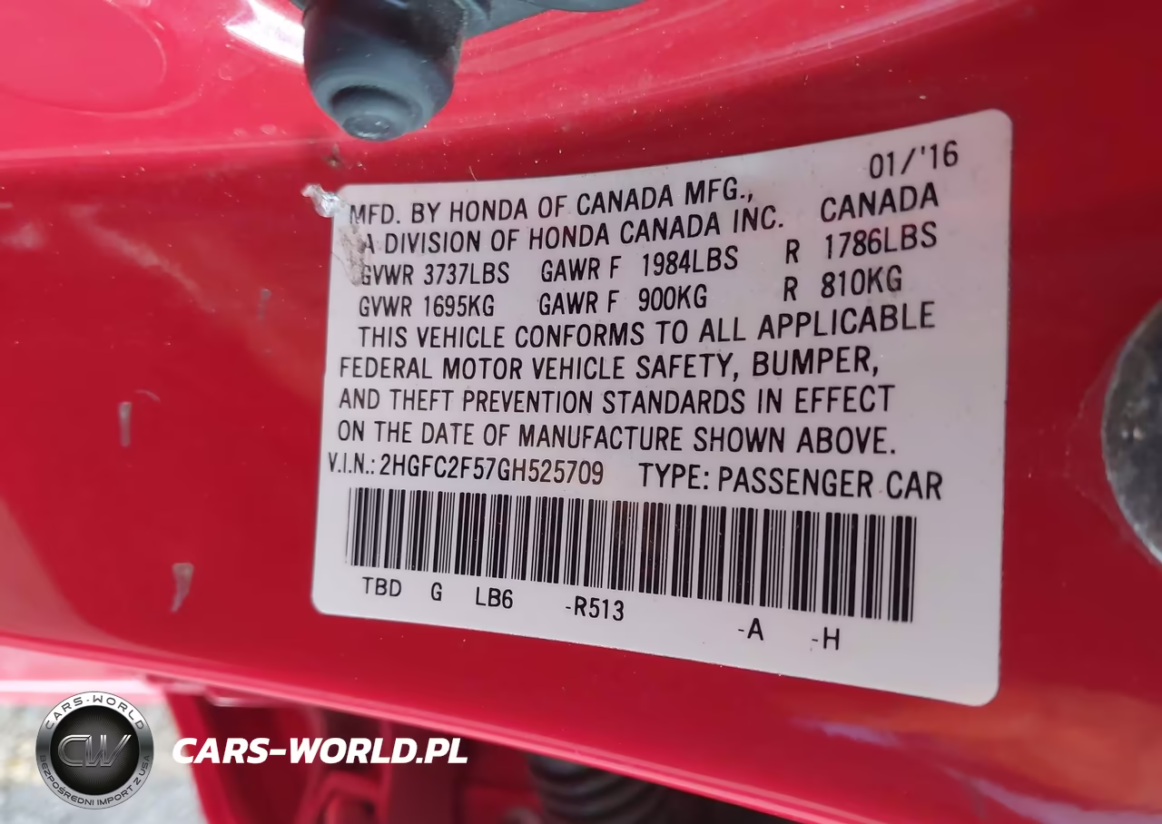 2016 Honda Civic Lx VIN:2HGFC2F57GH525709 - 9