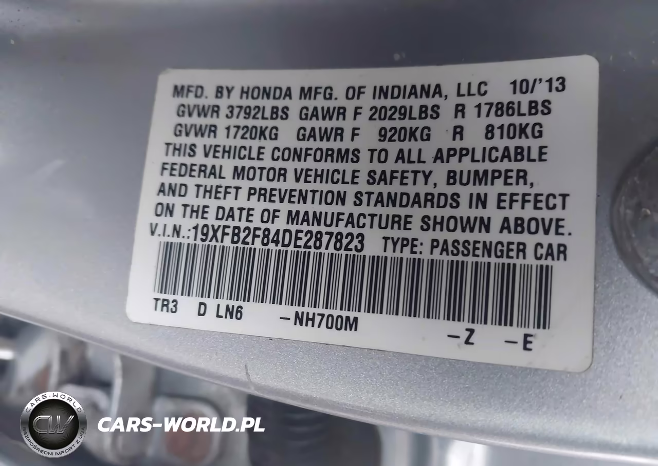 2013 Honda Civic Ex VIN:19XFB2F84DE287823 - 9