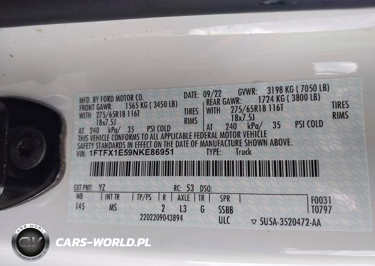 2022 Ford F-150 Xlt VIN:1FTFX1E59NKE86951 - 9