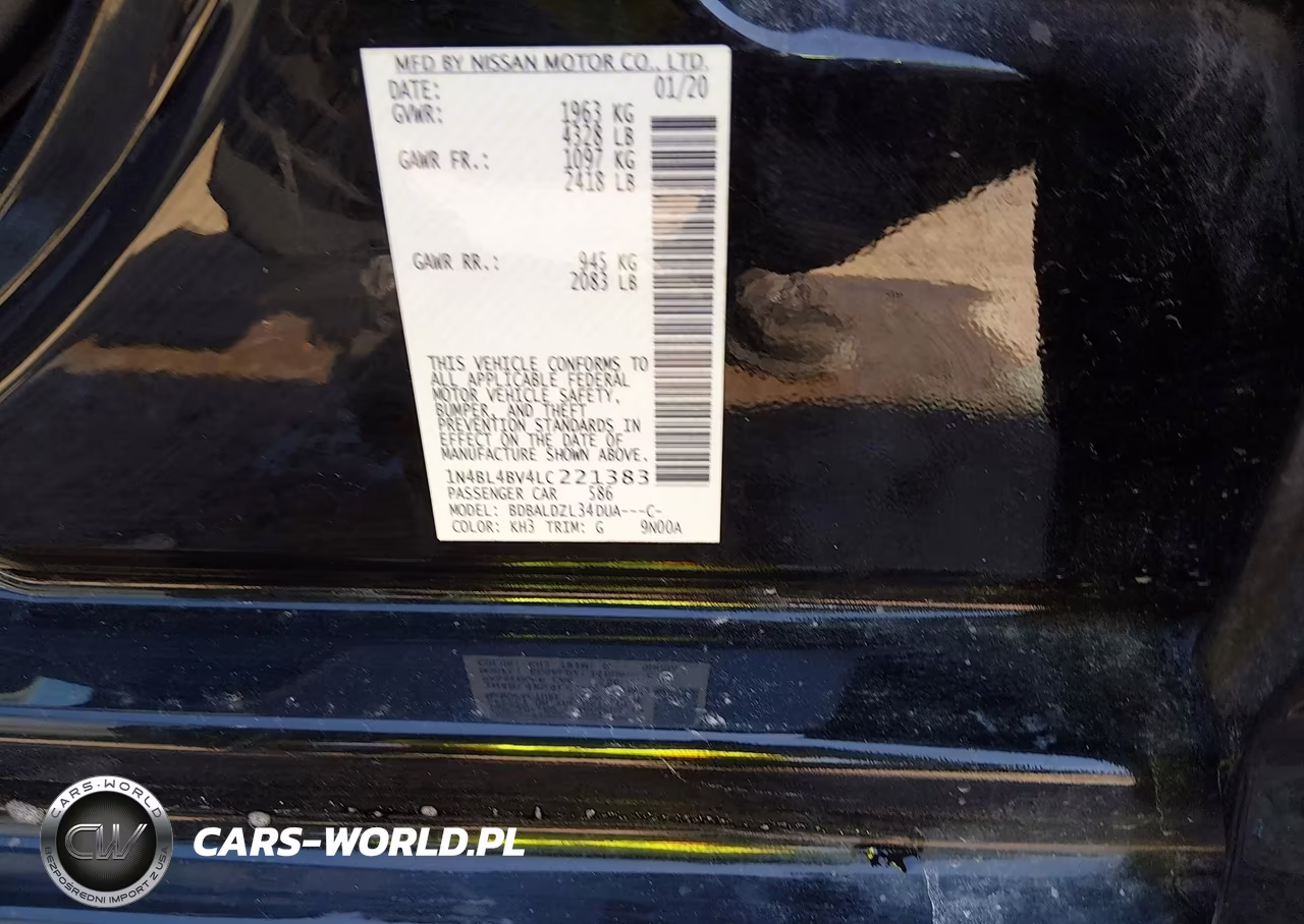2020 Nissan Altima S Fwd VIN:1N4BL4BV4LC221383 - 9