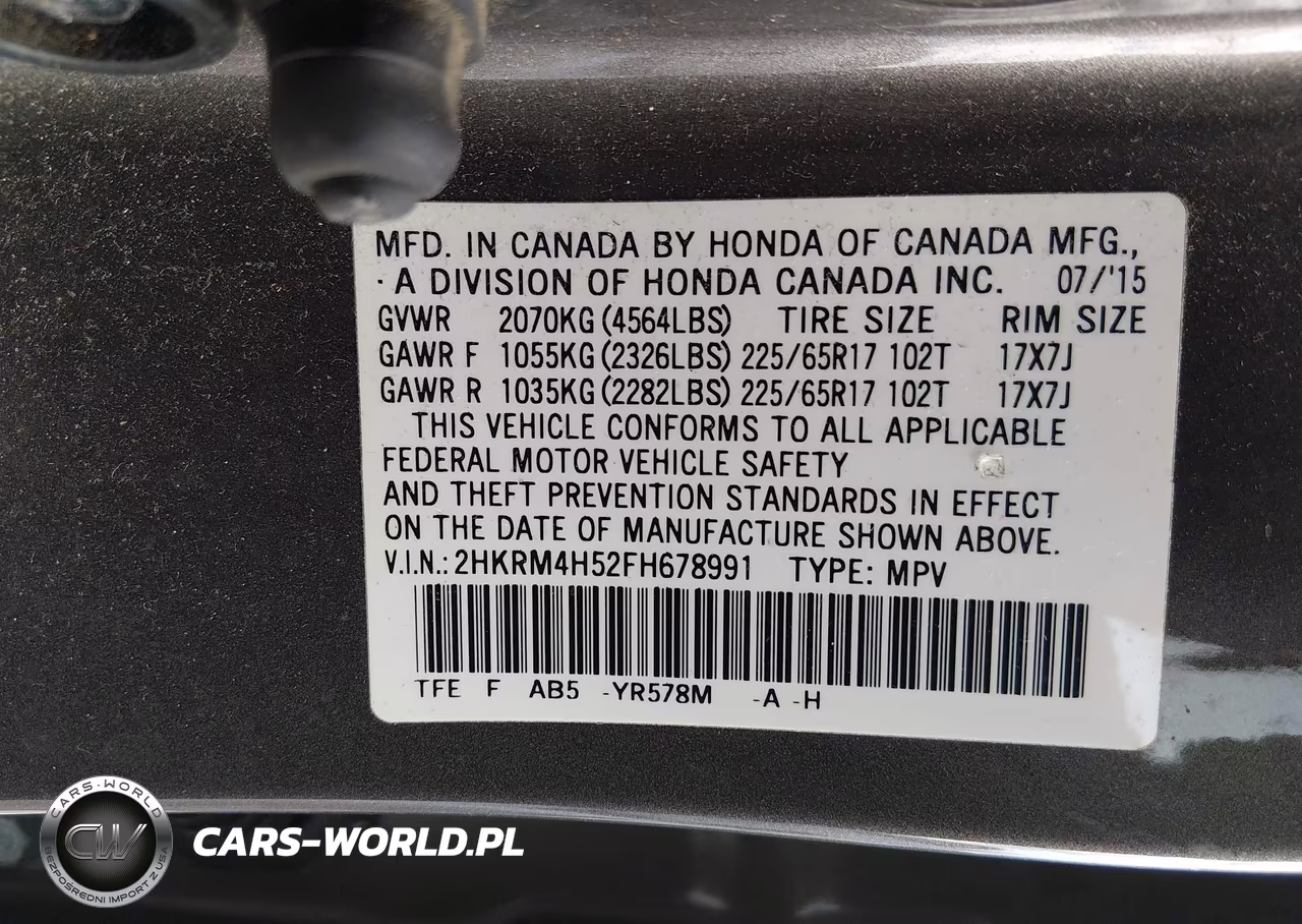2015 Honda Cr-V Ex VIN:2HKRM4H52FH678991 - 9