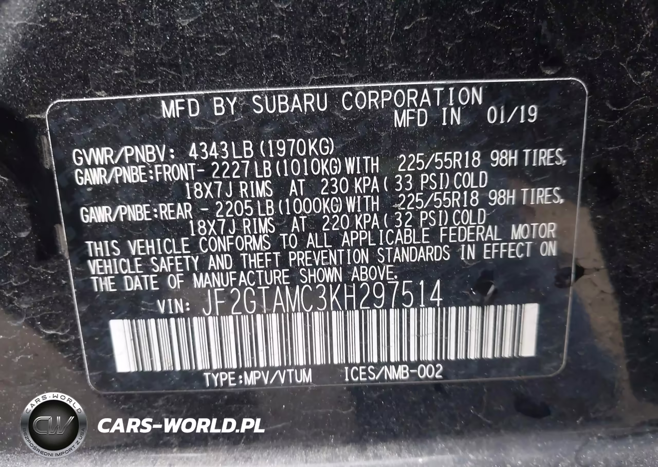 2019 Subaru Crosstrek 2.0I Limited VIN:JF2GTAMC3KH297514 - 9