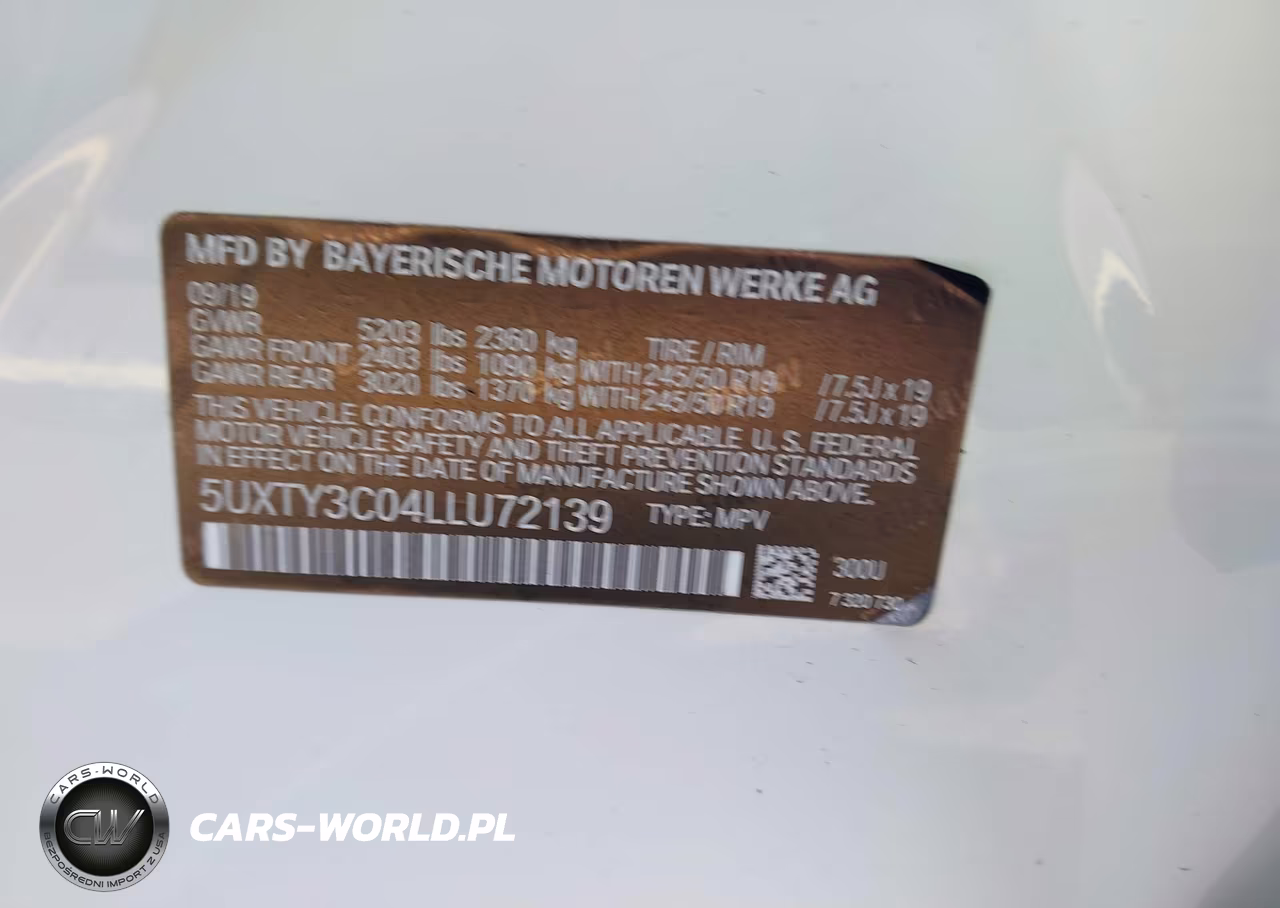 2020 BMW X3 Sdrive30I VIN:5UXTY3C04LLU72139 - 9