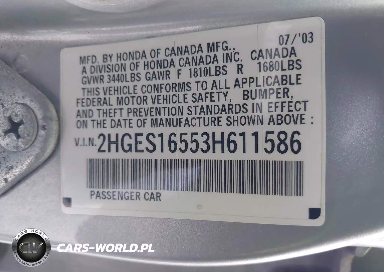 2003 Honda Civic Lx VIN:2HGES16553H611586 - 9