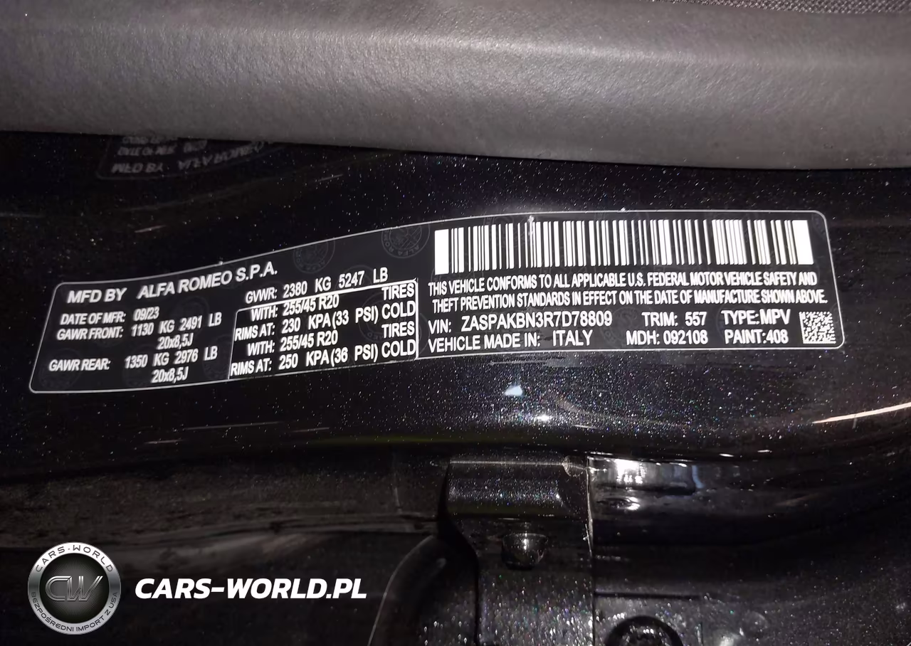 2024 Alfa Romeo Stelvio Veloce Awd VIN:ZASPAKBN3R7D78809 - 9
