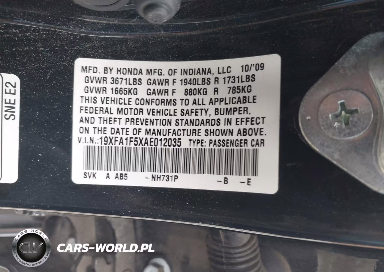 2010 Honda Civic Lx VIN:19XFA1F5XAE012035 - 9