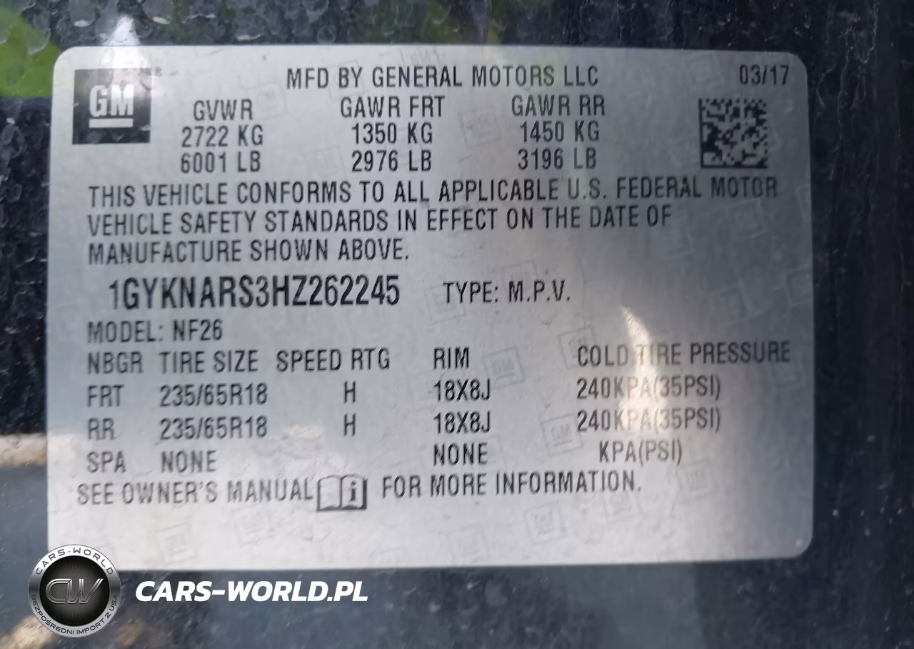 2017 Cadillac Xt5 Standard VIN:1GYKNARS3HZ262245 - 9