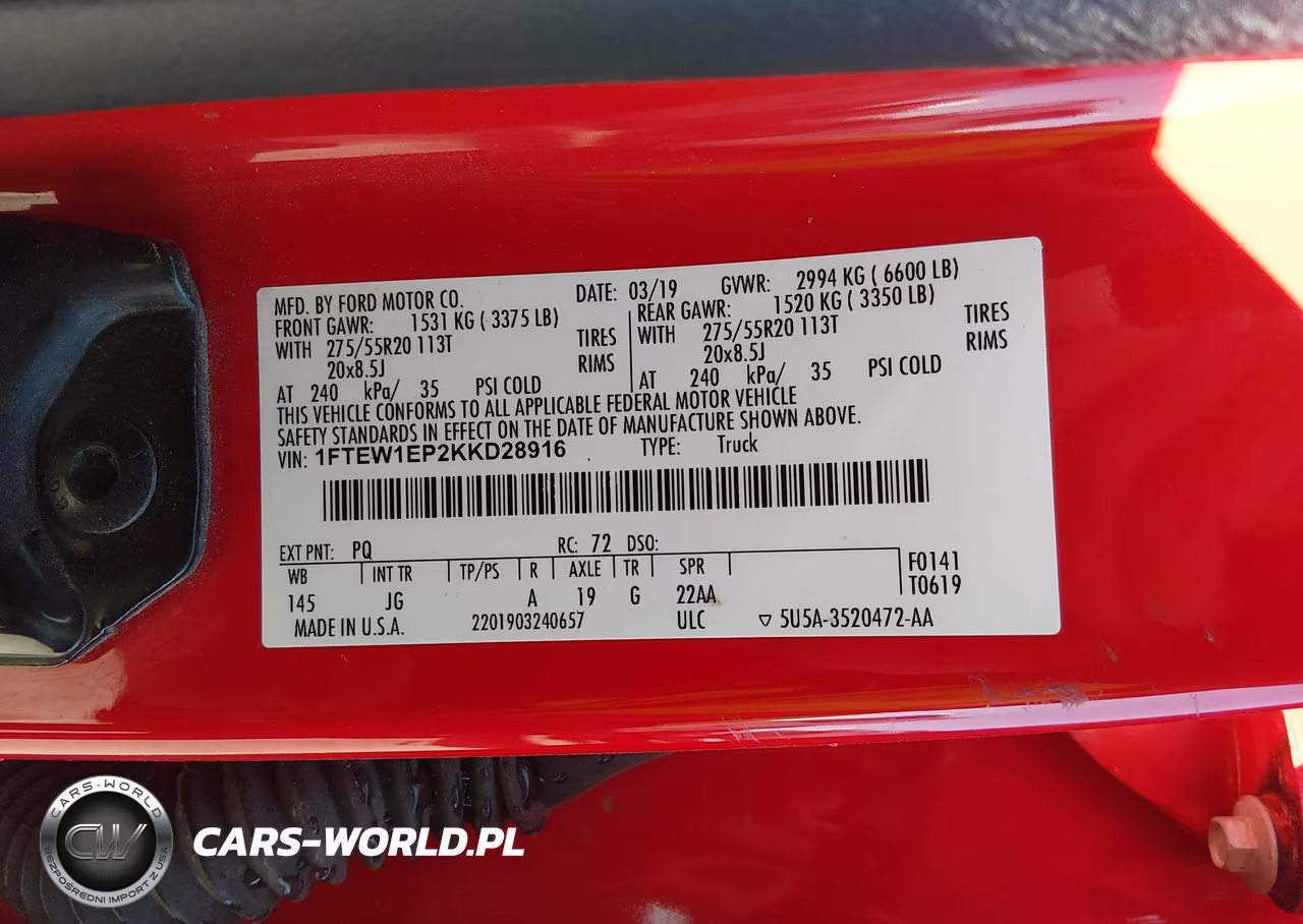 2019 Ford F-150 Xl VIN:1FTEW1EP2KKD28916 - 9
