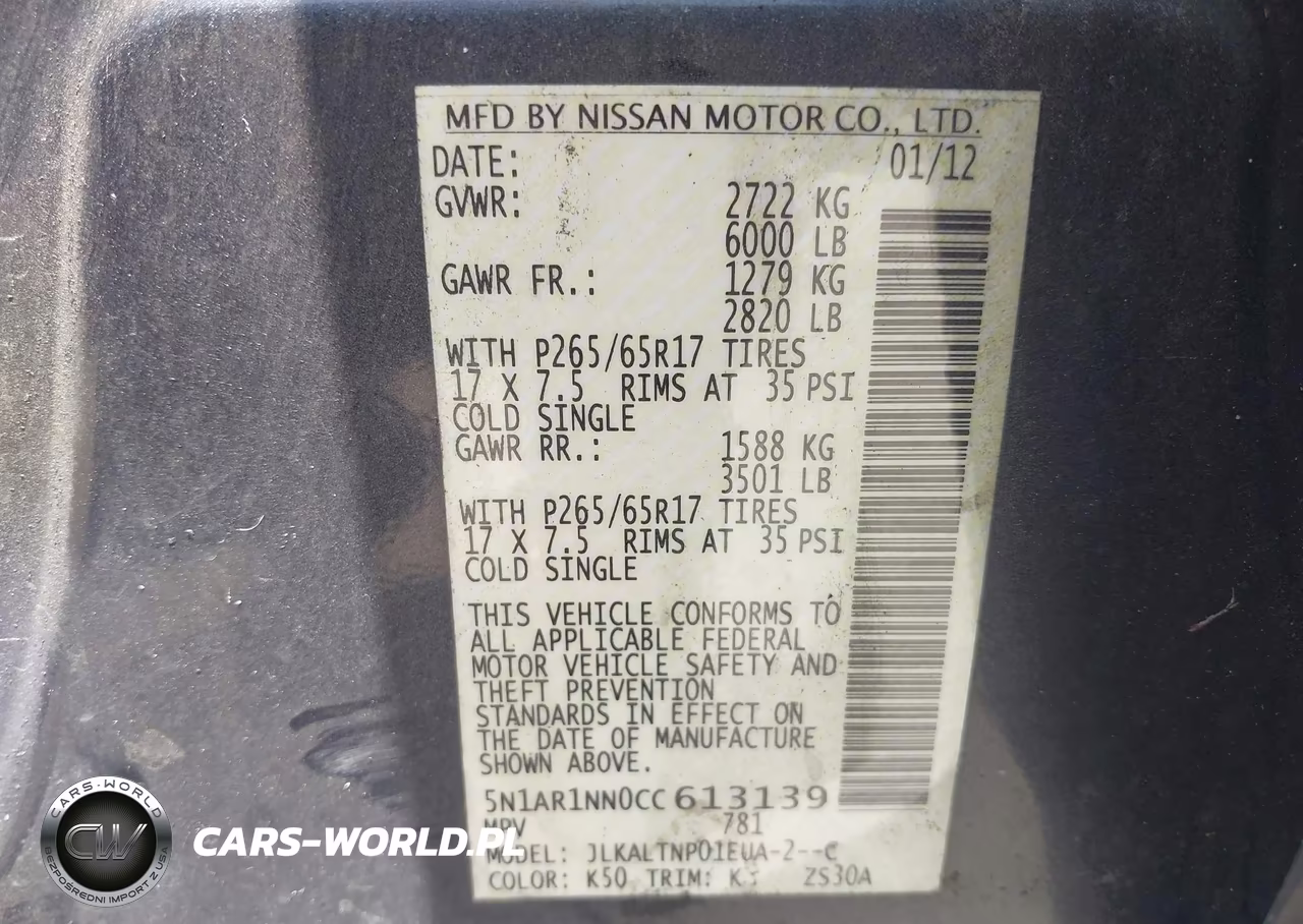 2012 Nissan Pathfinder Sv VIN:5N1AR1NN0CC613139 - 9