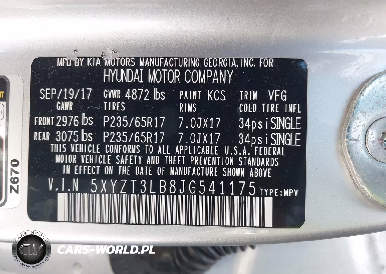 2018 Hyundai Santa Fe Sport 2.4L VIN:5XYZT3LB8JG541175 - 9