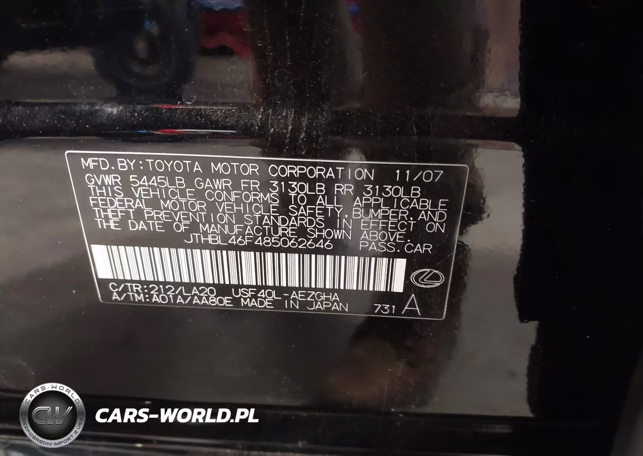2008 Lexus Ls 460 VIN:JTHBL46F485062646 - 9