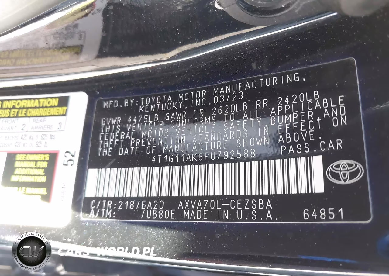 2023 Toyota Camry Se VIN:4T1G11AK6PU792588 - 9