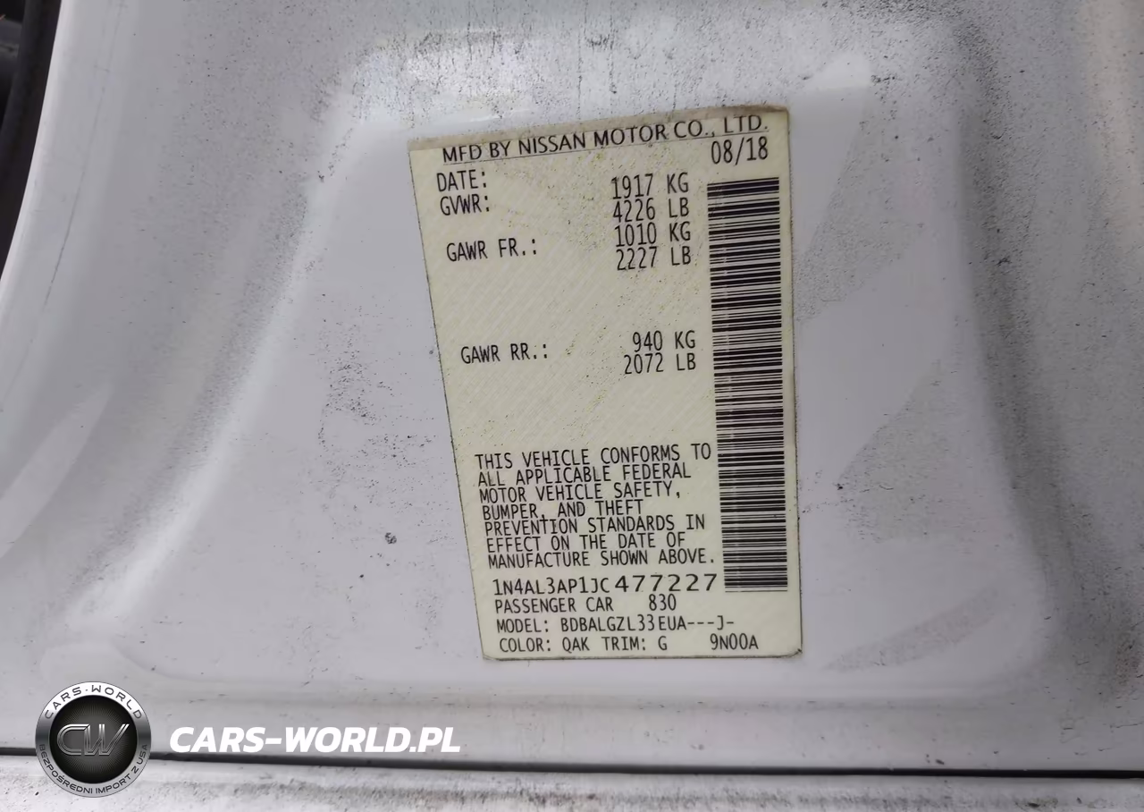 2018 Nissan Altima 2.5 S VIN:1N4AL3AP1JC477227 - 9