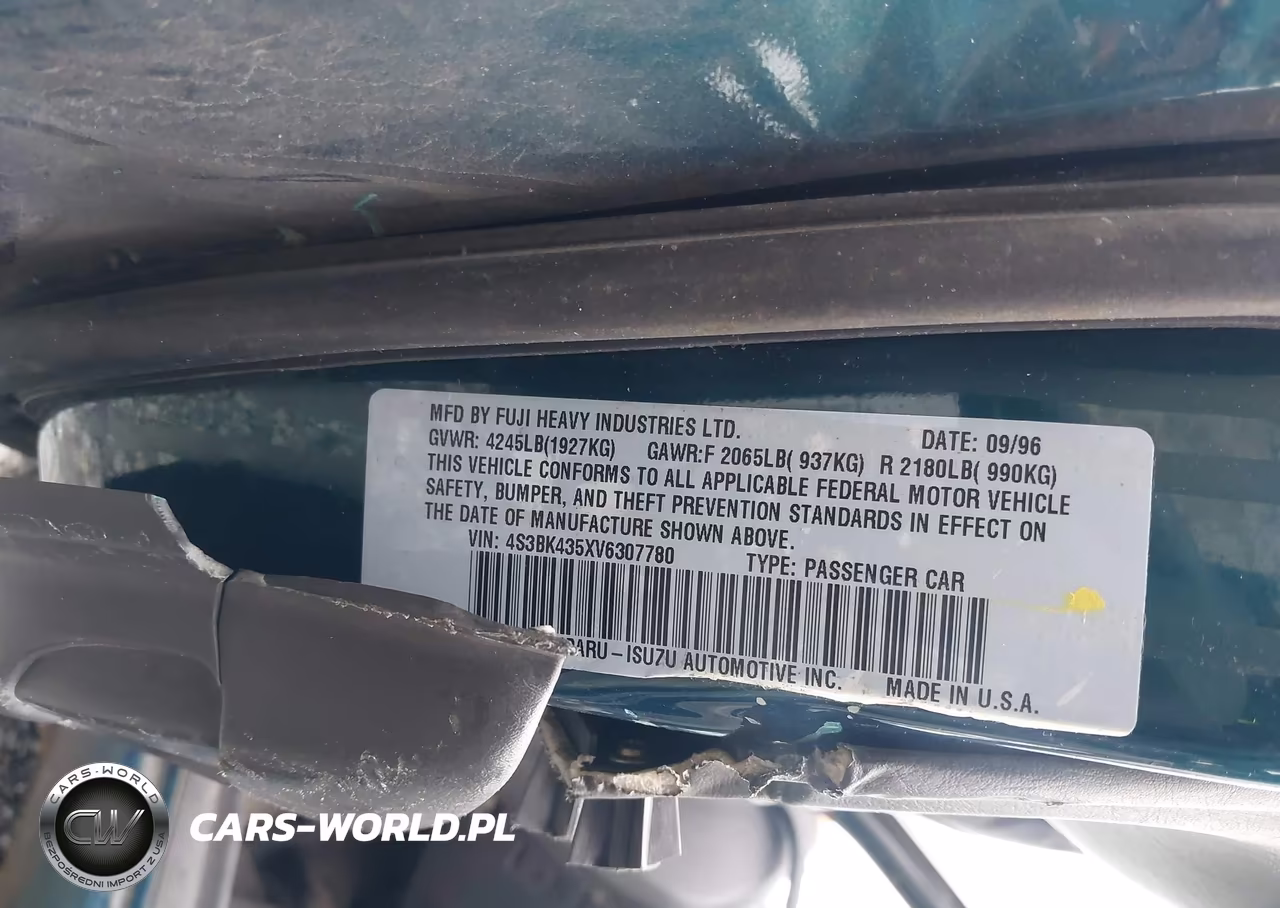 1997 Subaru Legacy L-Postal Rhd VIN:4S3BK435XV6307780 - 9