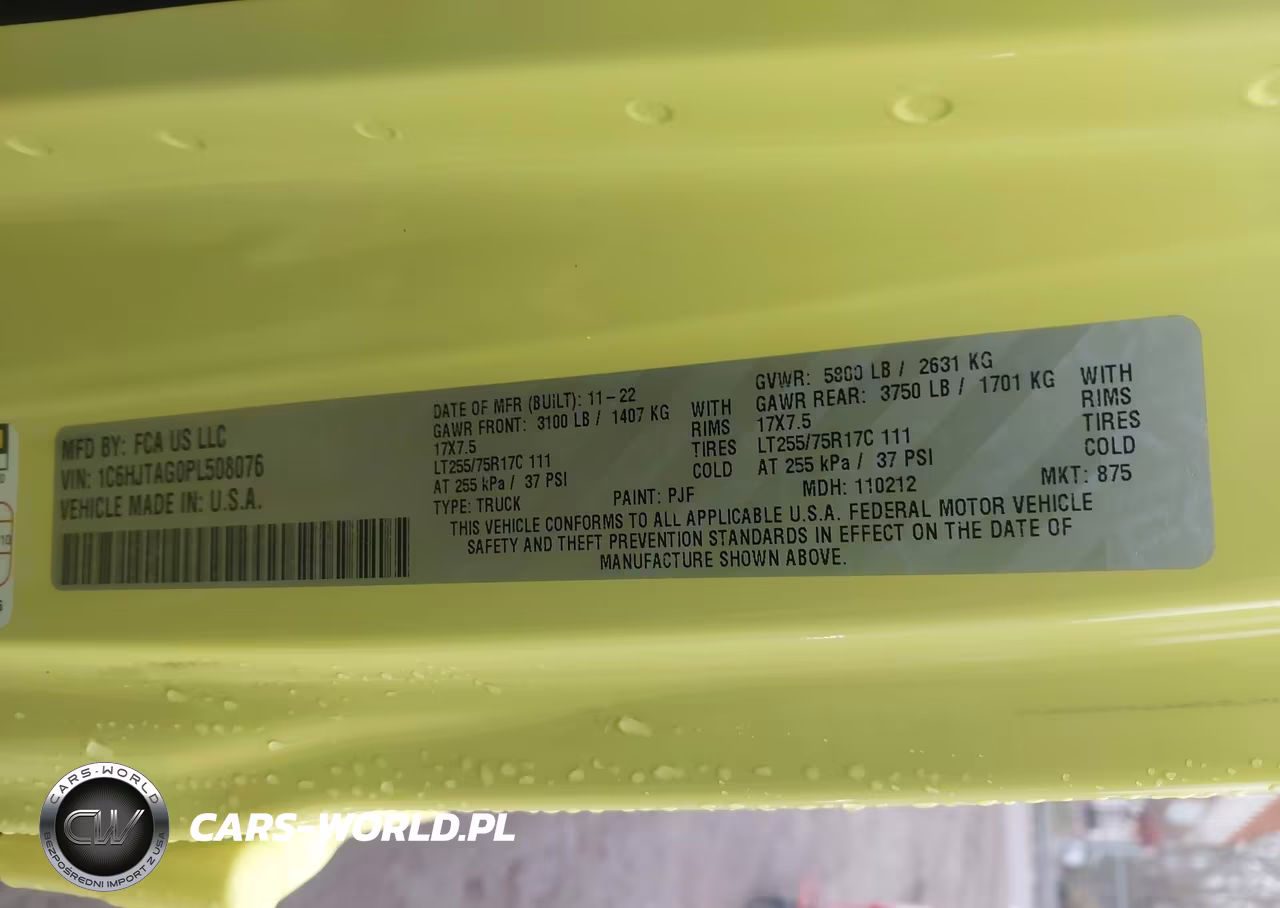 2023 Jeep Gladiator Willys Sport 4X4 VIN:1C6HJTAG0PL508076 - 9