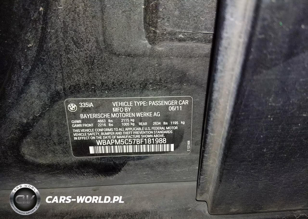 2011 BMW 335I VIN:WBAPM5C57BF181988 - 9