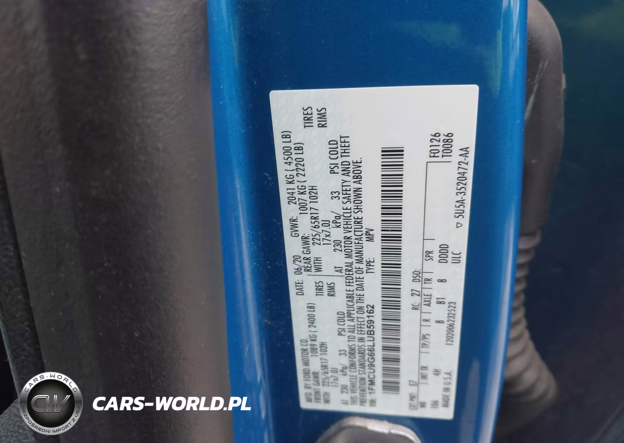 2020 Ford Escape Se VIN:1FMCU9G66LUB59162 - 9