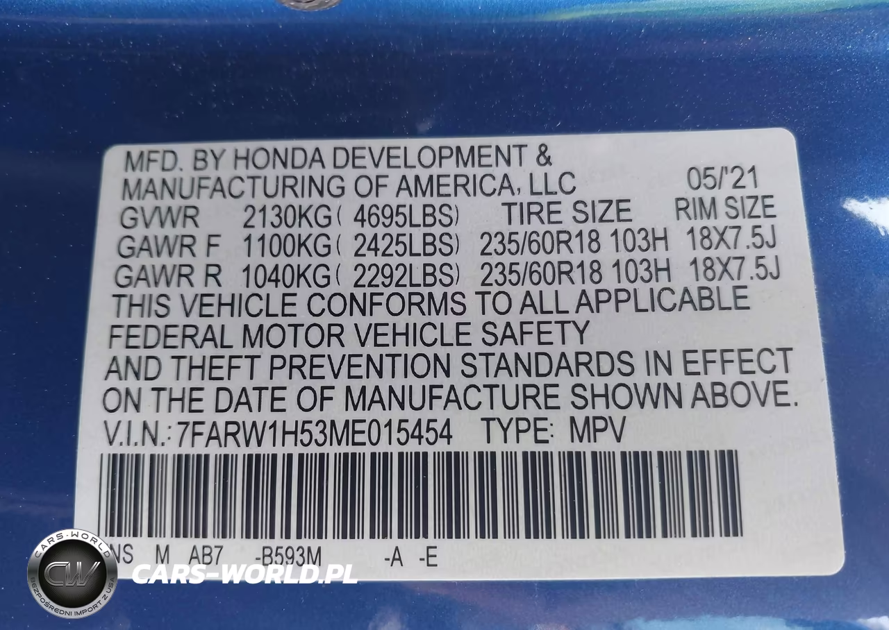 2021 Honda Cr-V 2Wd Ex VIN:7FARW1H53ME015454 - 9