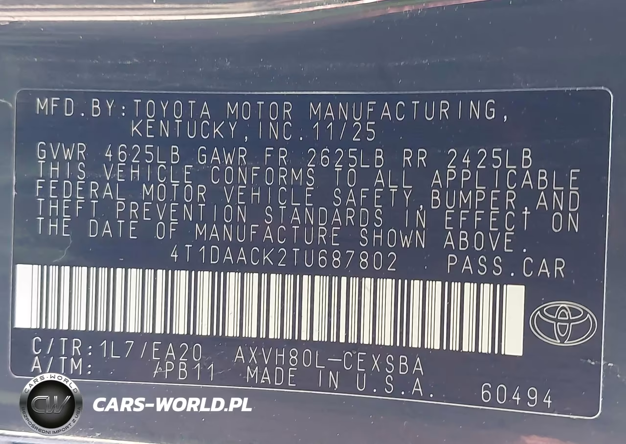 2026 Toyota Camry Se VIN:4T1DAACK2TU687802 - 9