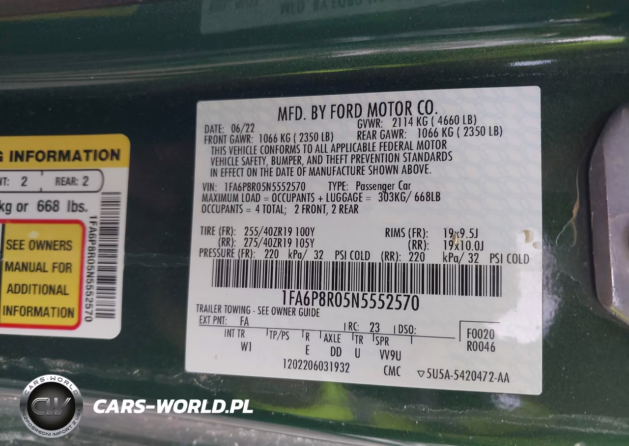 2022 Ford Mustang Mach 1 Fastback VIN:1FA6P8R05N5552570 - 9
