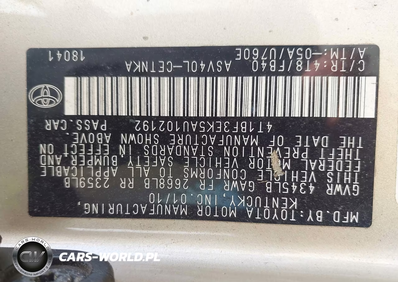 2010 Toyota Camry Le VIN:4T1BF3EK5AU102192 - 9