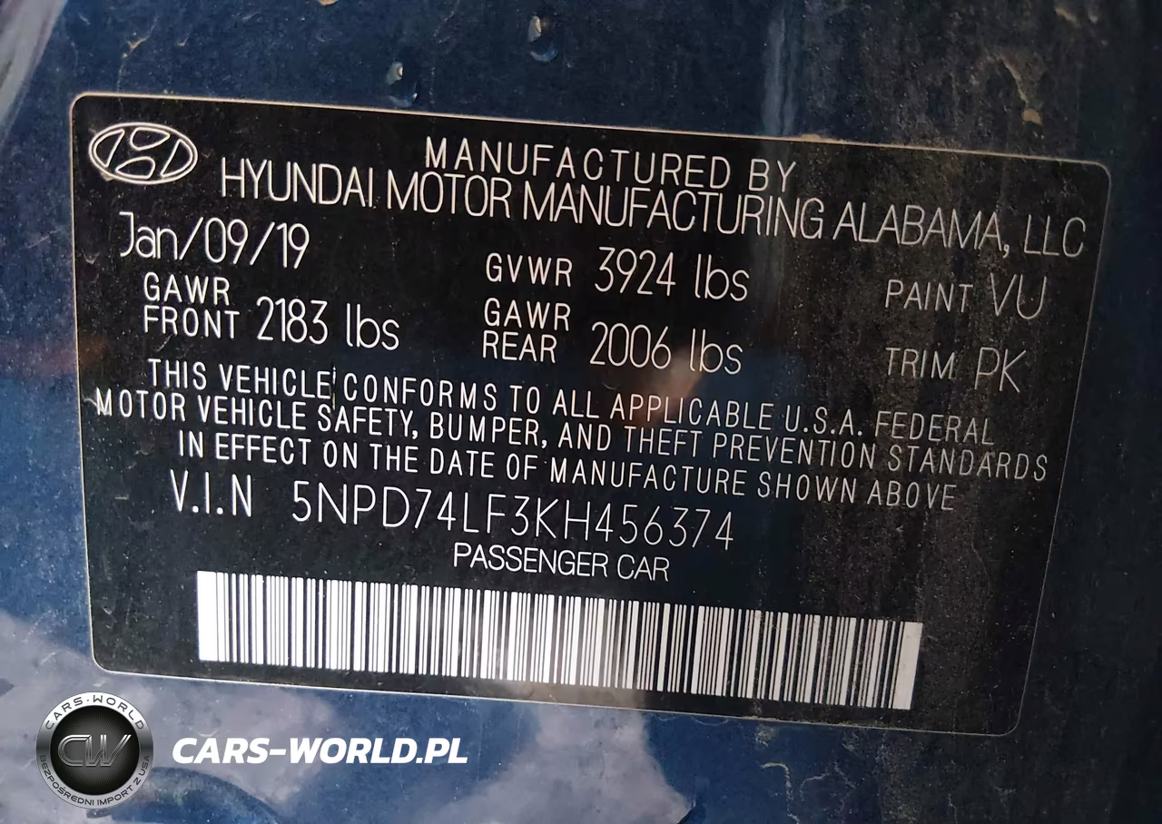 2019 Hyundai Elantra Se VIN:5NPD74LF3KH456374 - 9