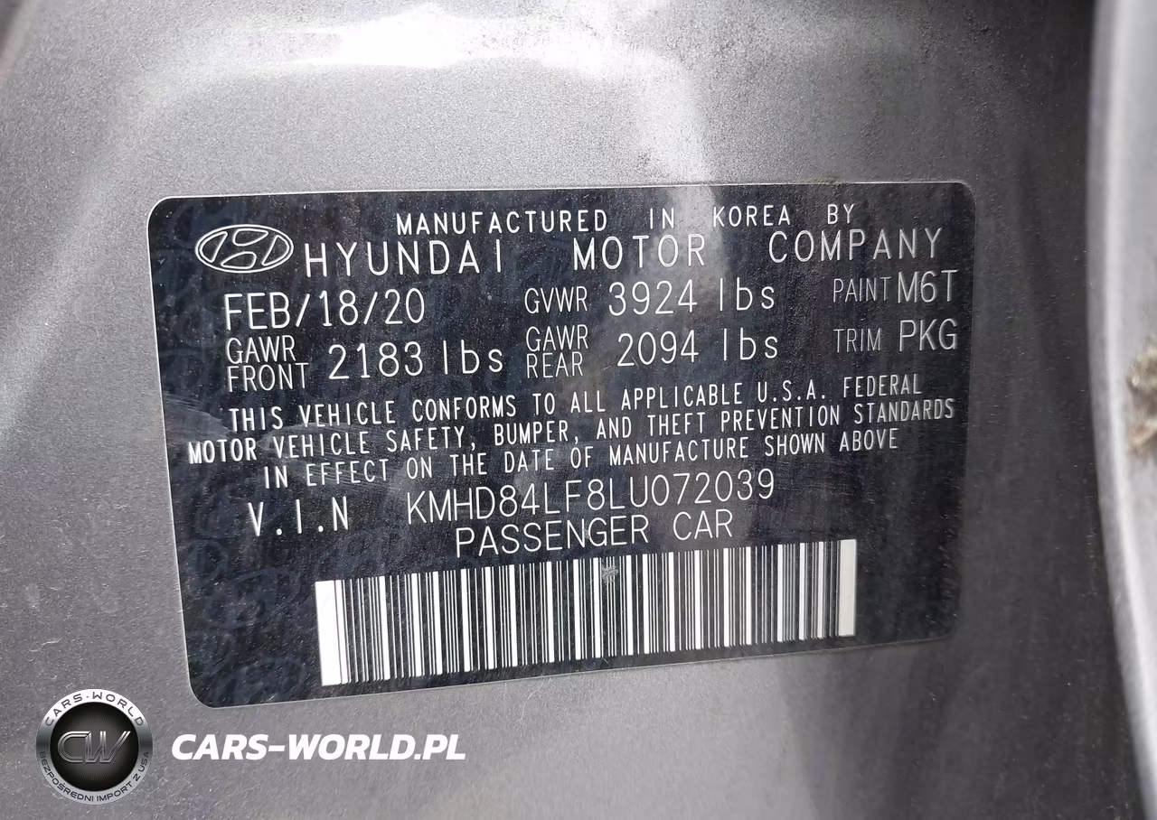 2020 Hyundai Elantra Sel VIN:KMHD84LF8LU072039 - 9
