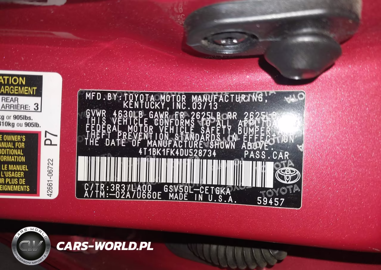 2013 Toyota Camry Xle V6 VIN:4T1BK1FK4DU528734 - 9