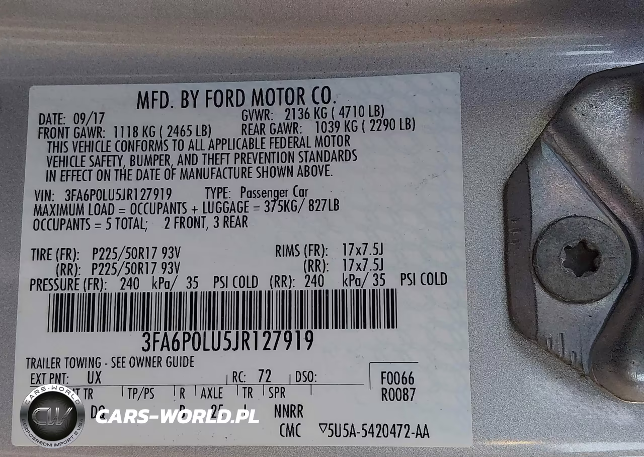 2018 Ford Fusion Hybrid Se VIN:3FA6P0LU5JR127919 - 9