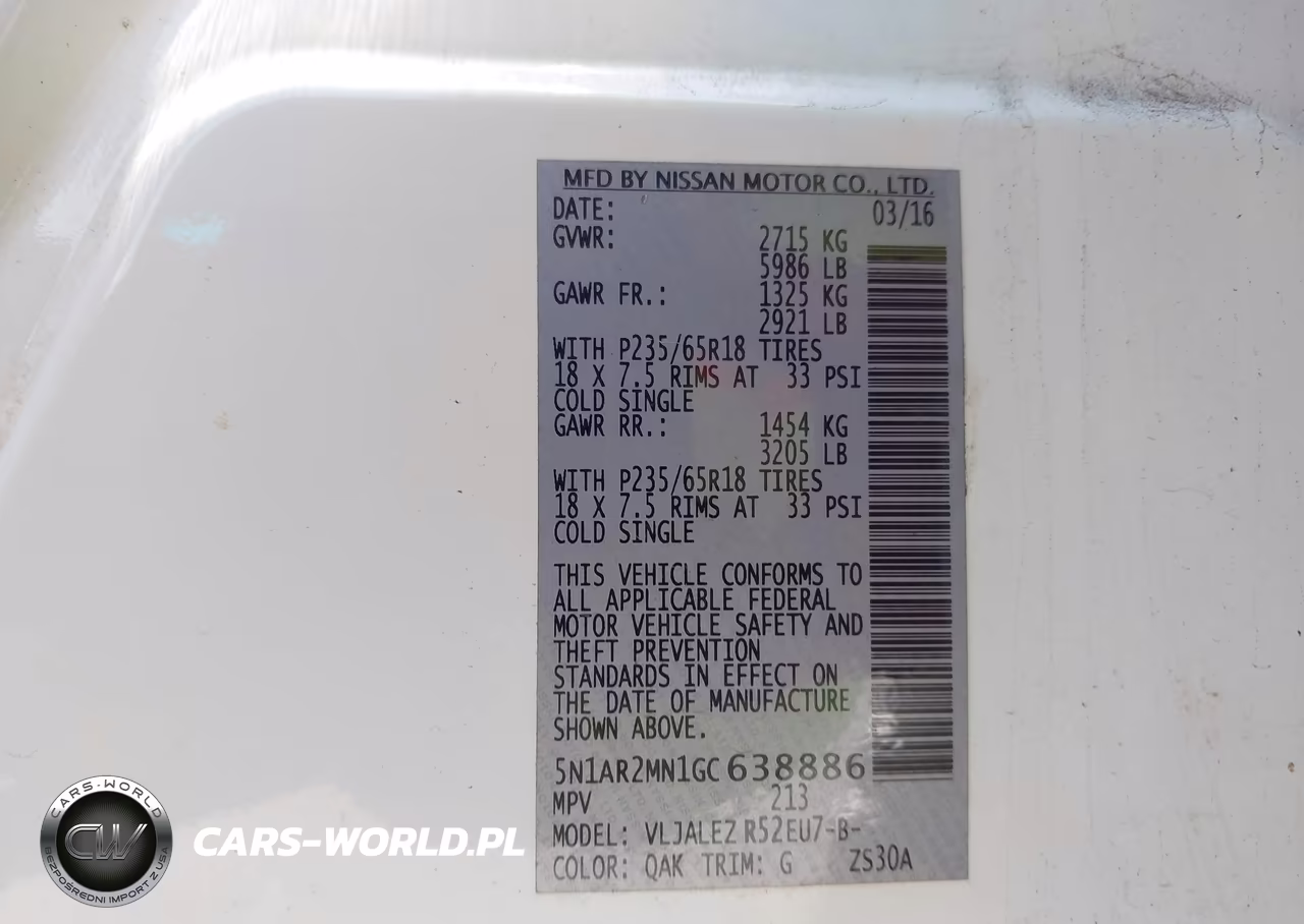 2016 Nissan Pathfinder Platinum-S-Sl-Sv VIN:5N1AR2MN1GC638886 - 9