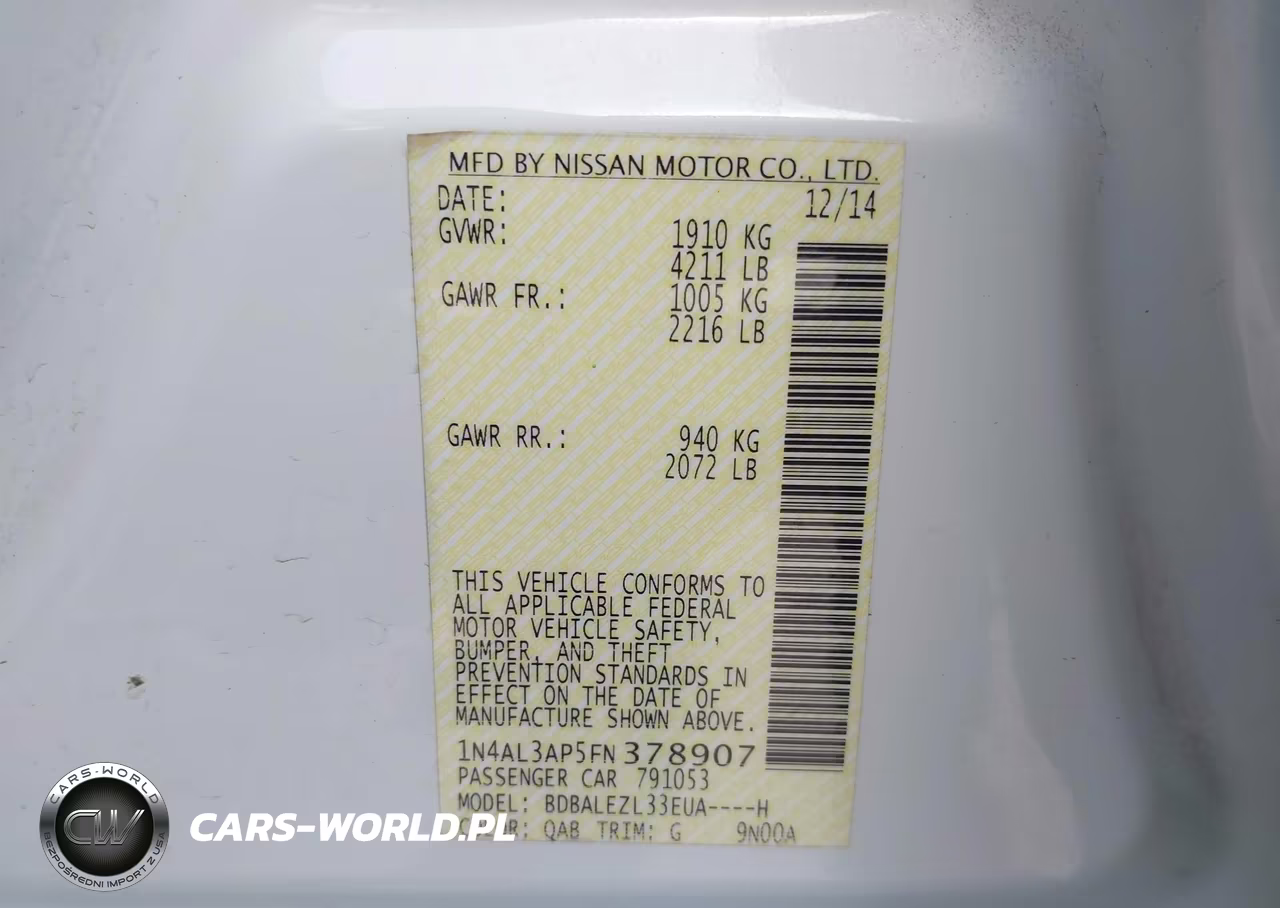 2015 Nissan Altima 2.5 S VIN:1N4AL3AP5FN378907 - 9