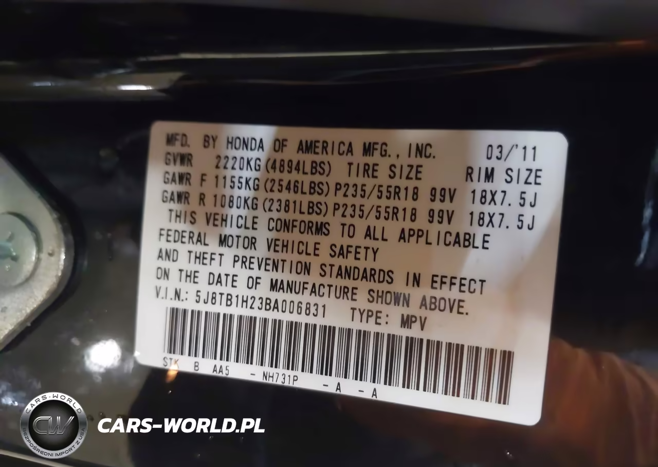 2011 Acura Rdx VIN:5J8TB1H23BA006831 - 9