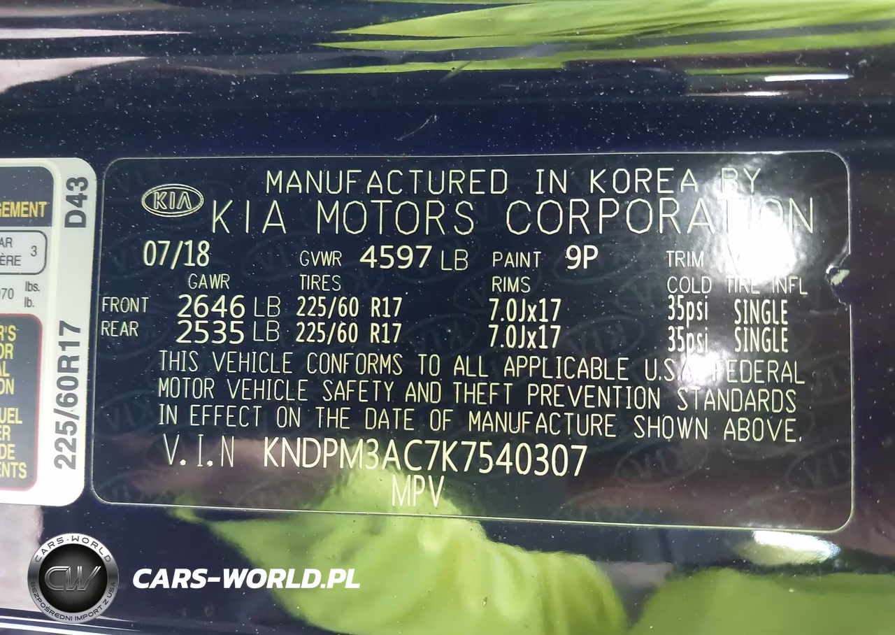 2019 Kia Sportage Lx VIN:KNDPM3AC7K7540307 - 9