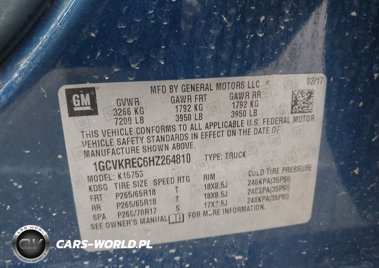 2017 Chevrolet Silverado 1500 2Lt VIN:1GCVKREC6HZ264810 - 9