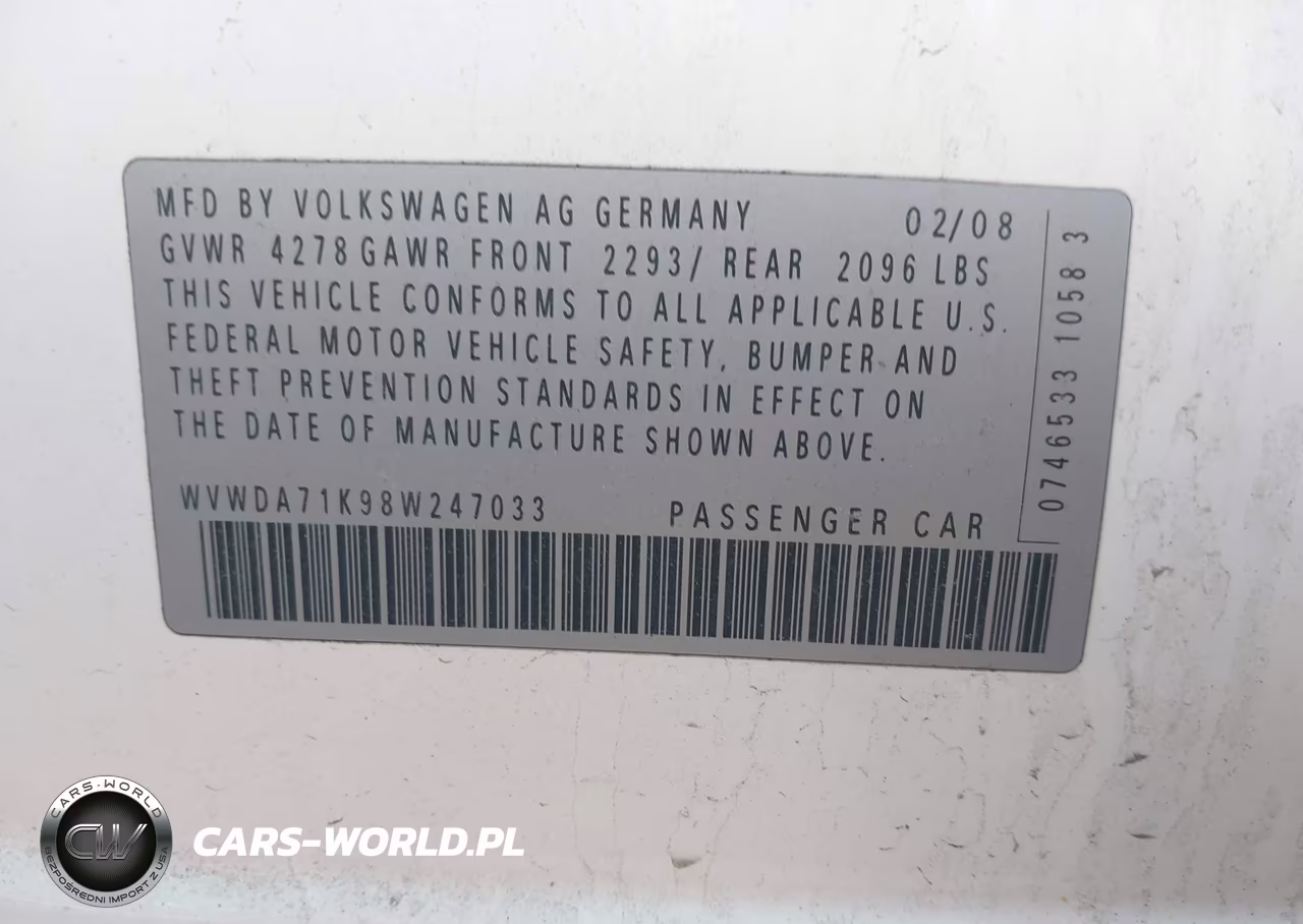 2008 Volkswagen Rabbit S VIN:WVWDA71K98W247033 - 9