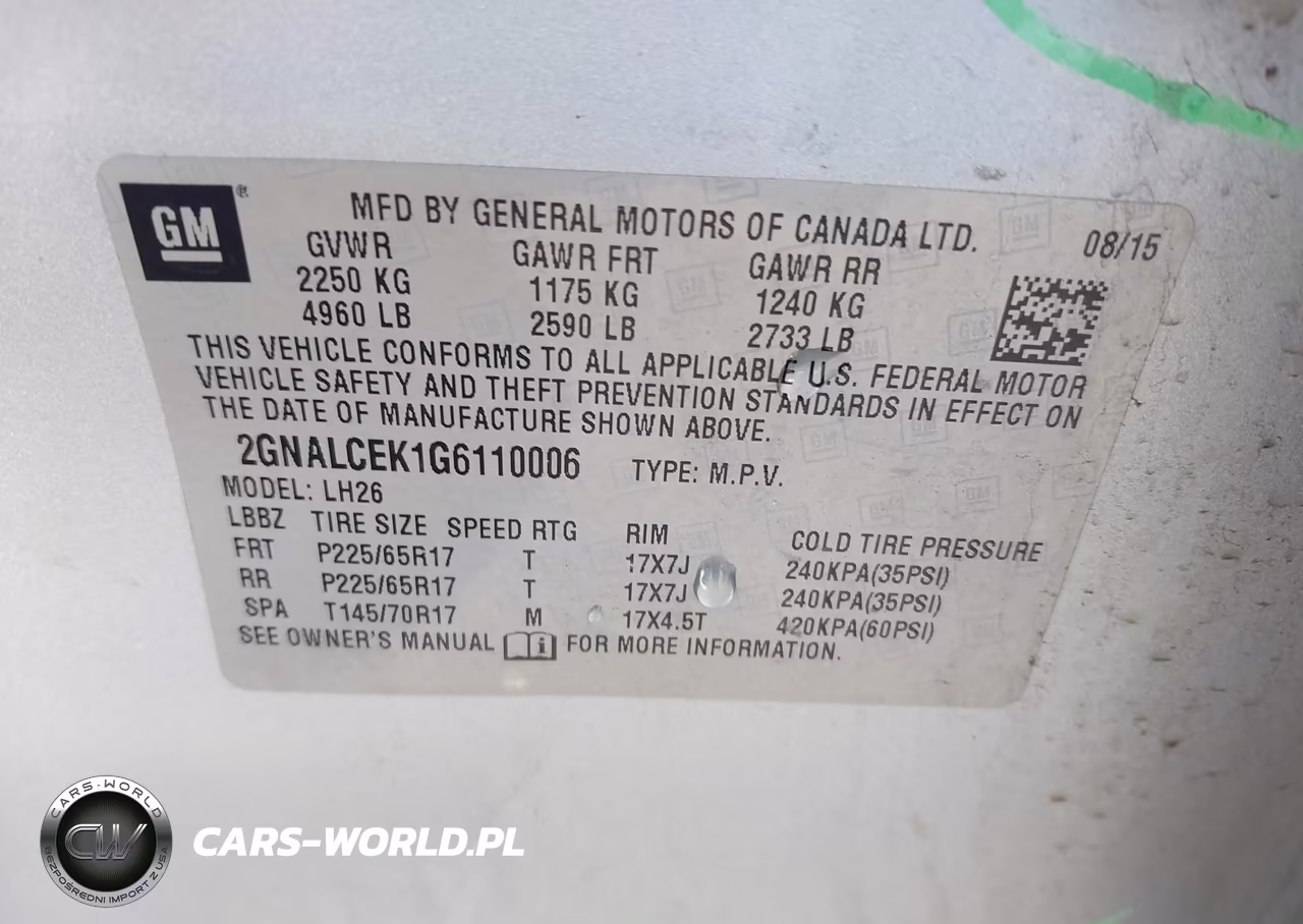 2016 Chevrolet Equinox Lt VIN:2GNALCEK1G6110006 - 9