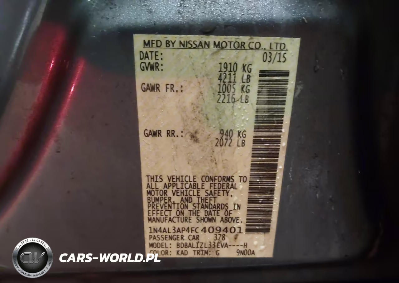 2015 Nissan Altima 2.5 Sv VIN:1N4AL3AP4FC409401 - 9