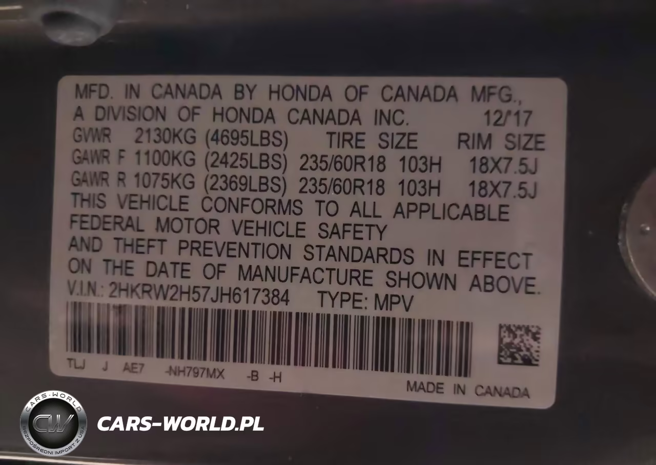 2018 Honda Cr-V Ex VIN:2HKRW2H57JH617384 - 9