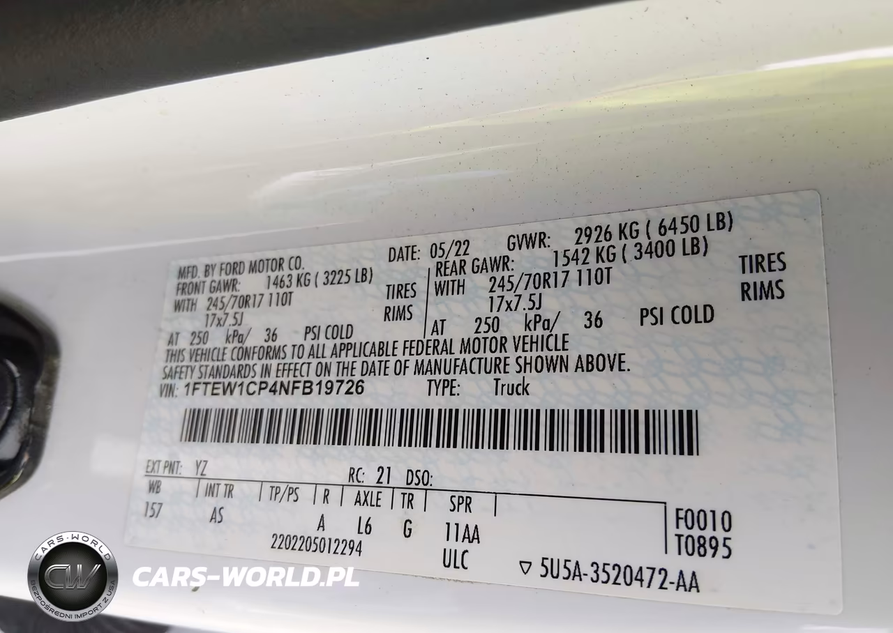2022 Ford F-150 Xl VIN:1FTEW1CP4NFB19726 - 9