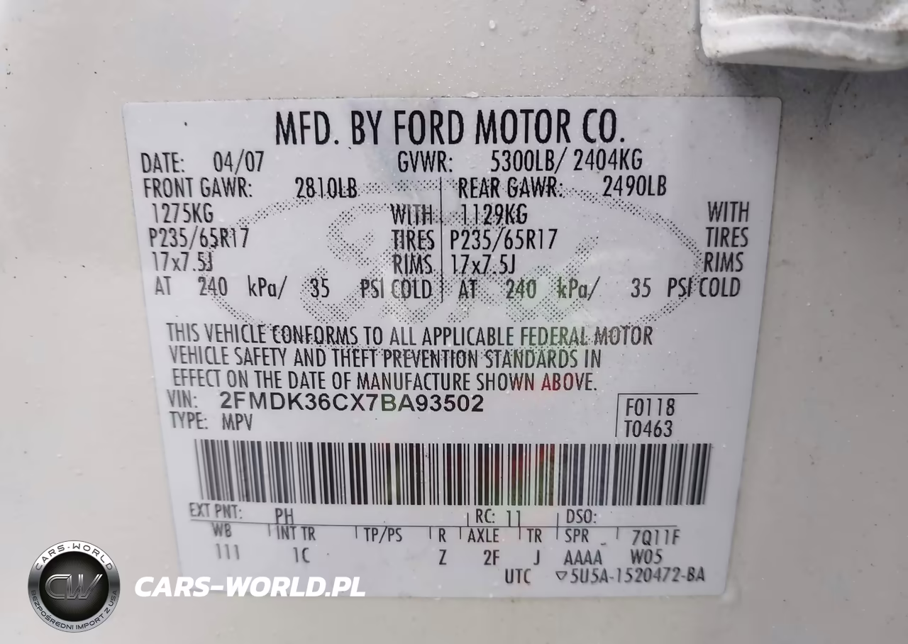 2007 Ford Edge Se VIN:2FMDK36CX7BA93502 - 9
