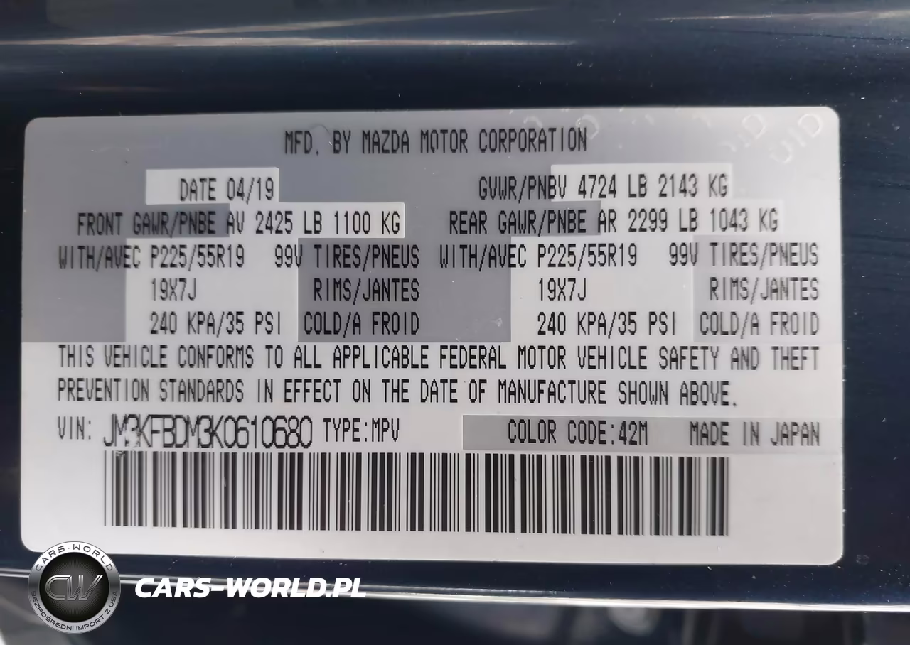 2019 Mazda Cx-5 Grand Touring VIN:JM3KFBDM3K0610680 - 9