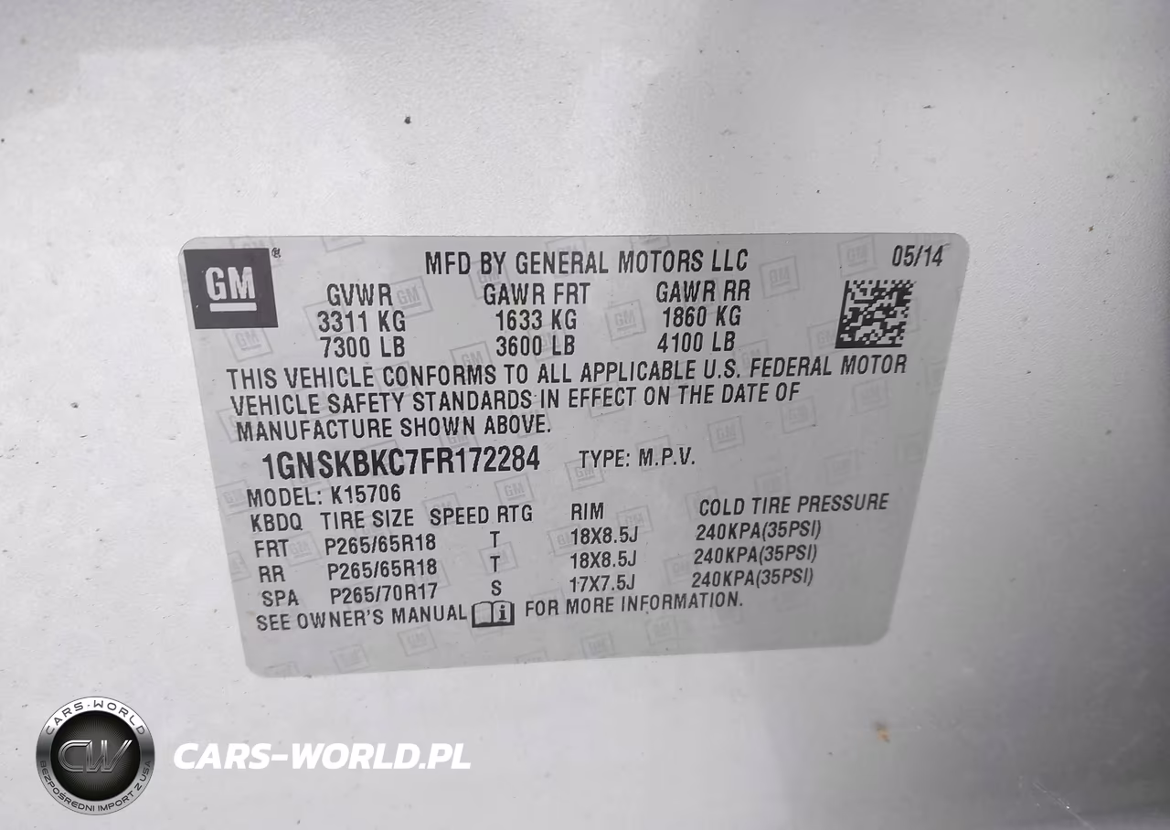 2015 Chevrolet Tahoe Lt VIN:1GNSKBKC7FR172284 - 9