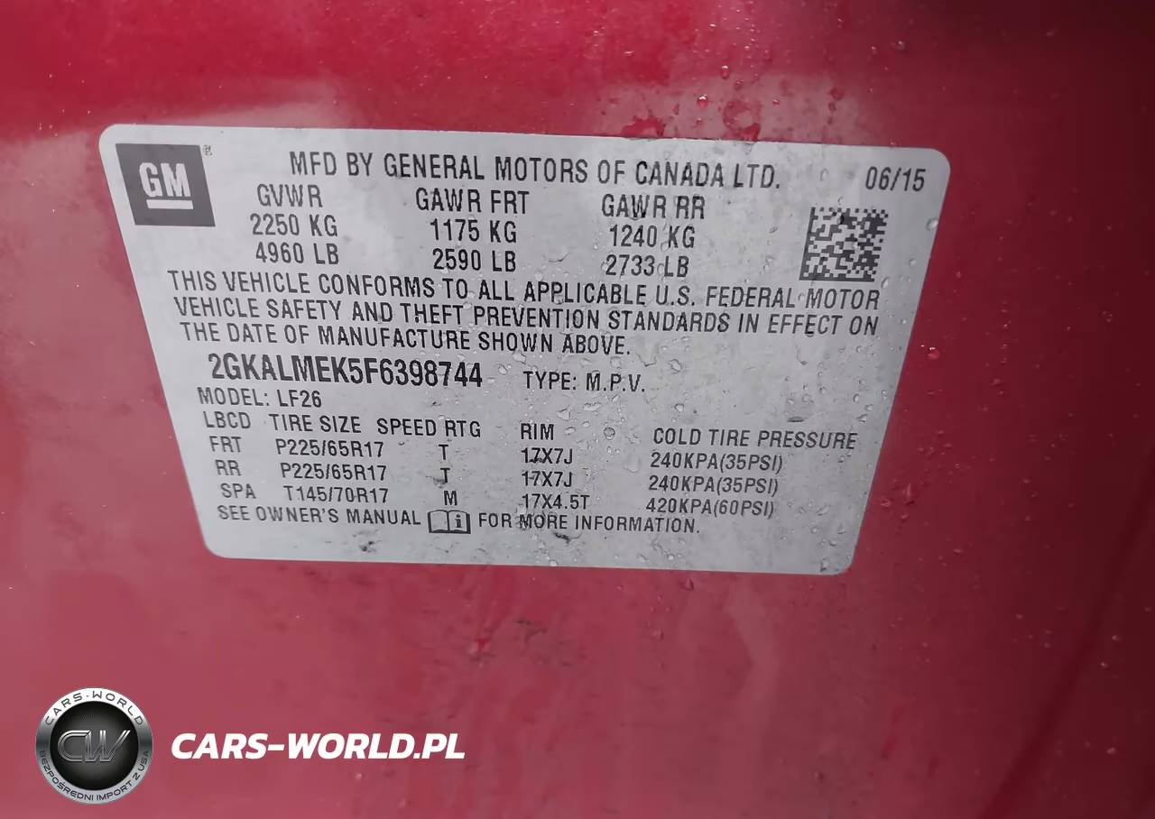 2015 GMC Terrain Sle-1 VIN:2GKALMEK5F6398744 - 9