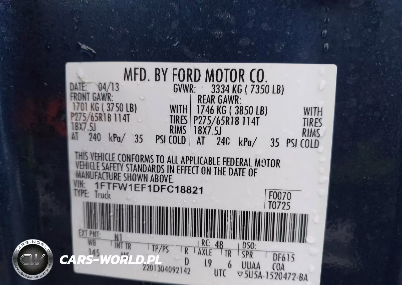 2013 Ford F-150 Xlt VIN:1FTFW1EF1DFC18821 - 9