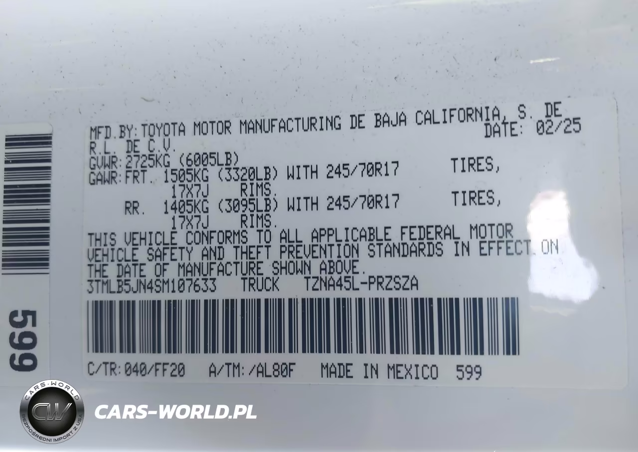 2025 Toyota Tacoma Sr5 VIN:3TMLB5JN4SM107633 - 9