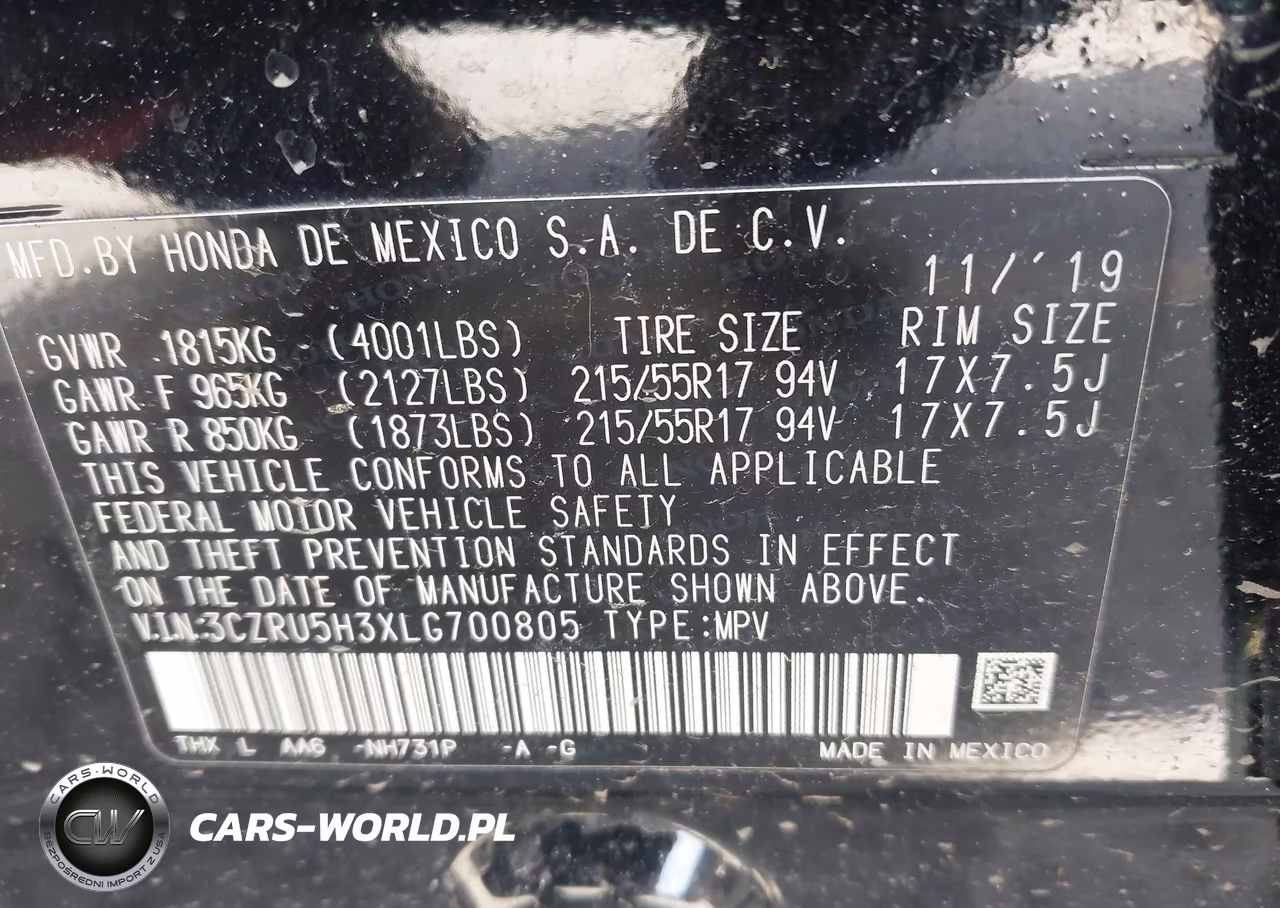 2020 Honda Hr-V 2Wd Lx VIN:3CZRU5H3XLG700805 - 9