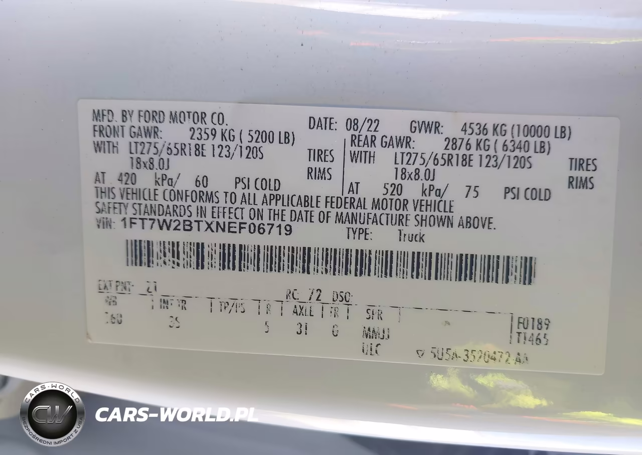 2022 Ford F-250 Xlt VIN:1FT7W2BTXNEF06719 - 9
